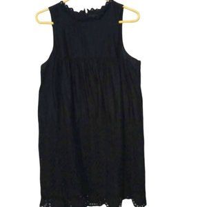 Anna Sui Women's Black Sleeveless Floral lace shift dress sz large EUC